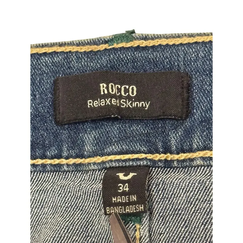 NWT True Religion Rocco Relaxed Skinny Men's Jeans‎ Medium Blizzard Wash W34 L32